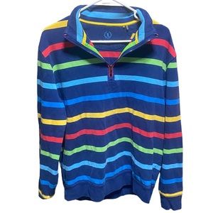 Bugatchi Uomo 3/4 Zip  Striped Shirt Multicolor 90s Vibe Long Sleeve Size Large